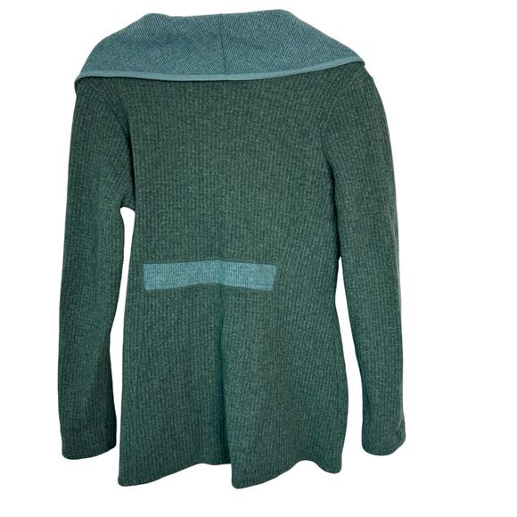 prAna Milana Asymmetrical Wool Snap Button Jacket Green Long Pockets Size M $180 - Picture 7 of 9